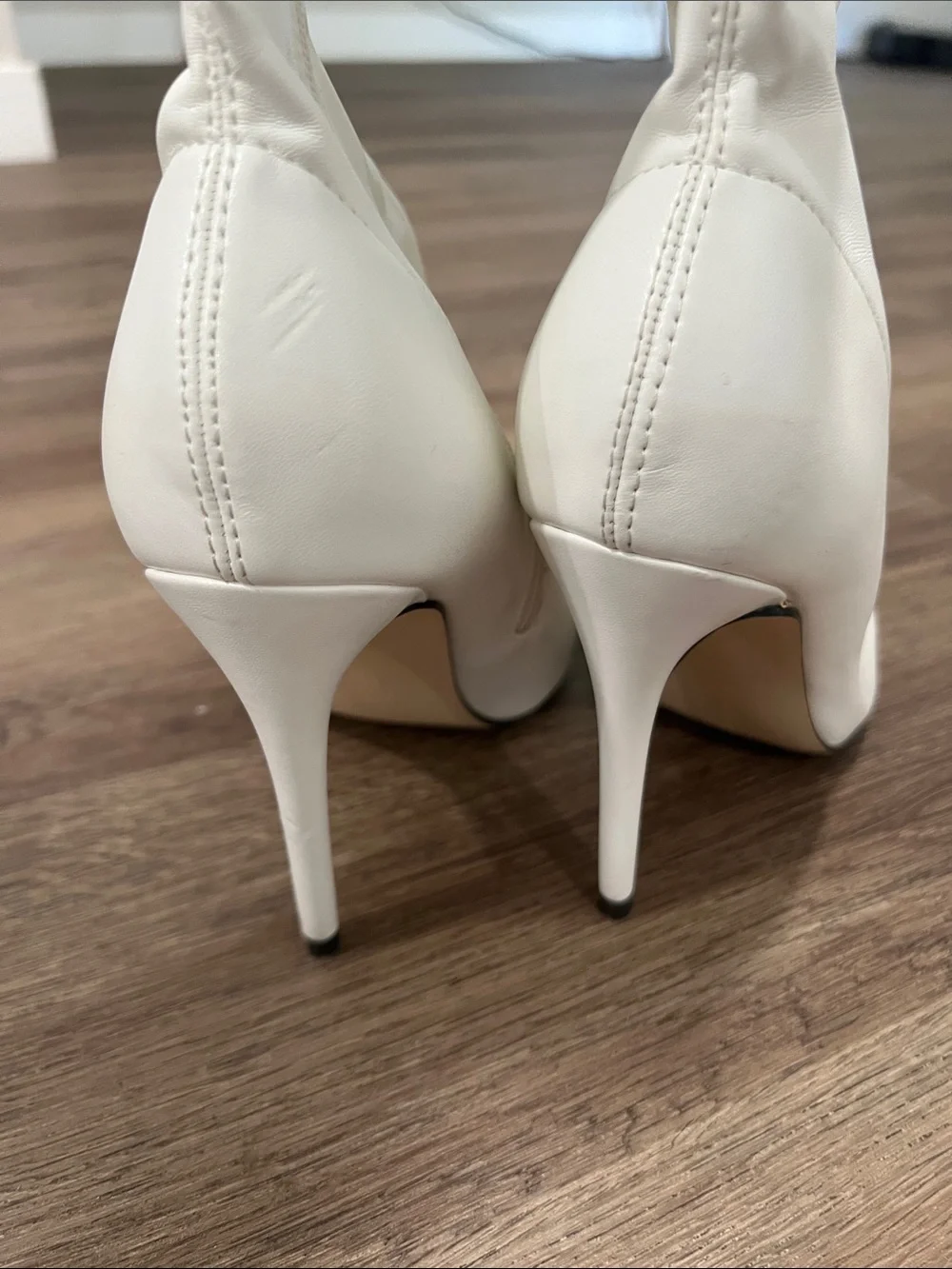 Fashion Nova White Over-the-Knee Pointed Stiletto Boots
